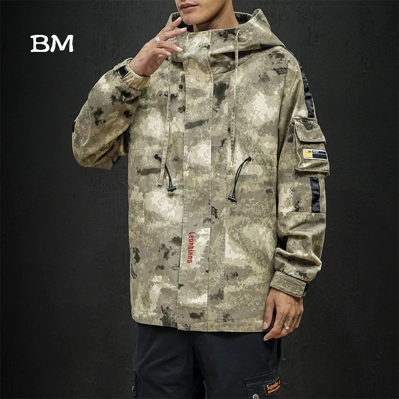 Модная камуфляжная куртка мужская 2019 комбинезоны Японская уличная Толстовка