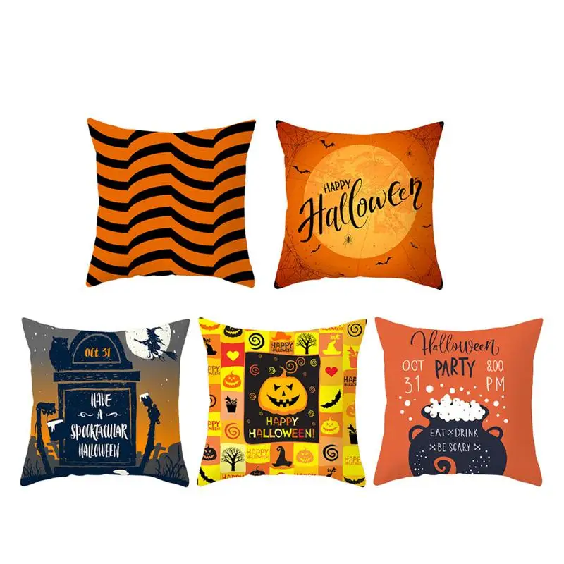 

5Pcs Halloween Pillow Cover Printed Pillowcase Halloween Theme Pillowcase