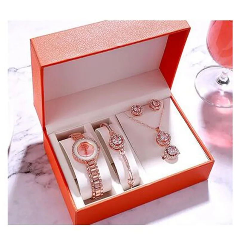 Брендовые женские часы браслет с кристаллами ожерелье набор часов модные