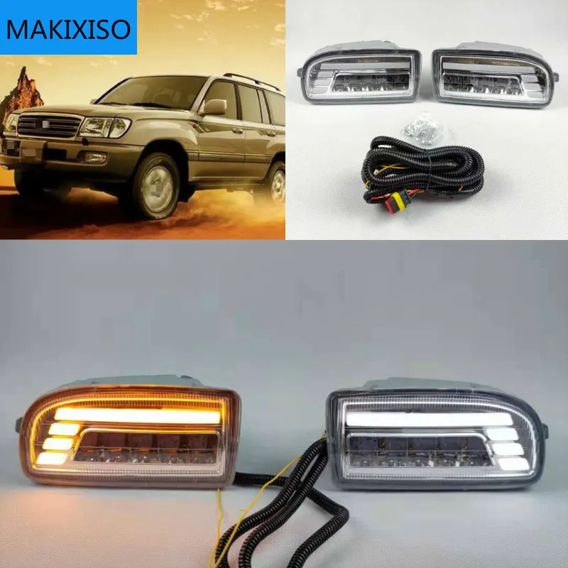 

Пара модифицированных передних противотуманных фар для Toyota Land Cruiser Fj100 светодиодный лампы с линзами, передний бампер, дневные ходосветильник