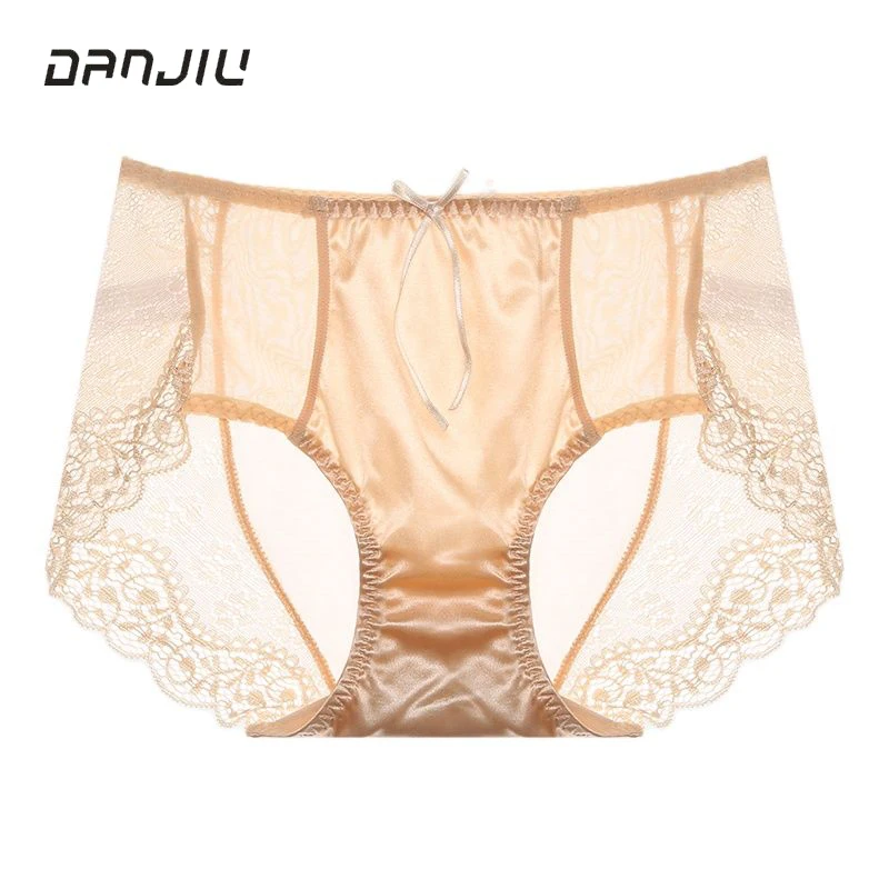 

Women Sexy Hollow Transparent Lace Mesh Panties High Elasticity Breathable Middle Waist Seamless Underwear Calcinha Breifs