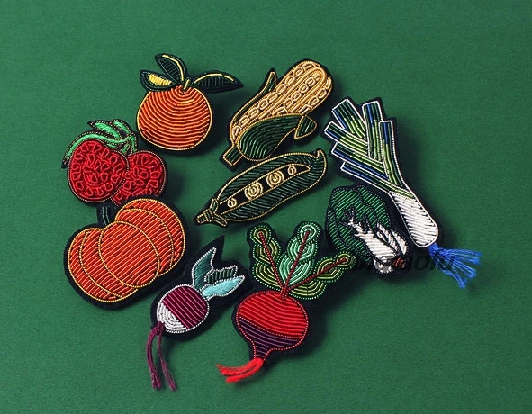 Индийская шелковая ручная вышивка значок Высококачественная брошь для овощей и
