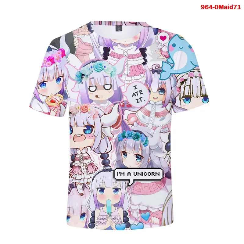 

2021 Miss Kobayashi's Dragon Maid Anime 3d Women Girls T Shirt Summer Casual Tshirts Men Boys Miss Kobayashi's Dragon Maid Tops