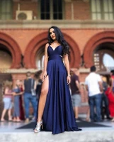sexy blue long ball gown v neck a line satin ball gown with leg slits girls graduation gown %d1%81%d0%b2%d0%b0%d0%b4%d0%b5%d0%b1%d0%bd%d0%be%d0%b5 %d0%bf%d0%bb%d0%b0%d1%82%d1%8c%d0%b5 %d9%81%d8%b3%d8%a7%d8%aa%d9%8a%d9%86 %d8%a7%d9%84%d8%b3%d9%87%d8%b1%d8%a9
