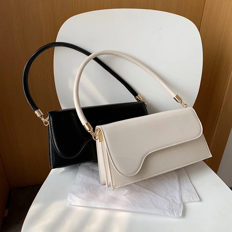 

Fashion Women Handbags Designer Flap Shoulder Bags Luxury Pu Leather Messenger Bag Simply Baguettes Shape Purses Female Sac 2020