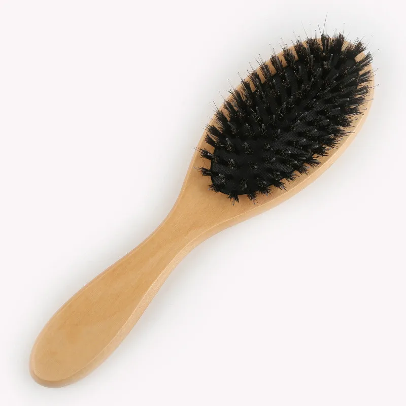 

Natural Boar Bristle Hairbrush Massage Comb Anti-static Hair Scalp Paddle Brush Beech Wooden Handle Hair Brush Styling Tool