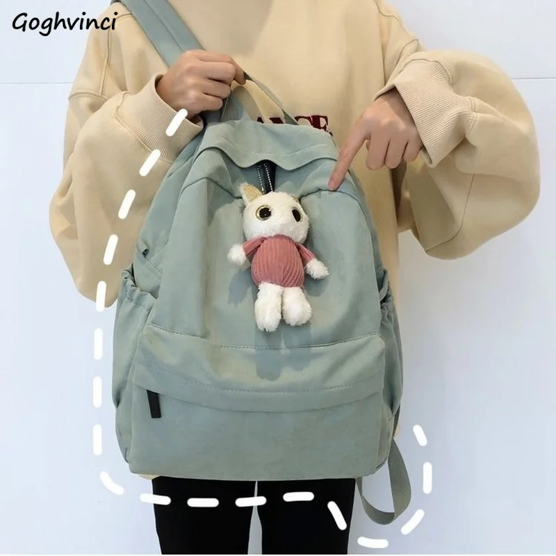 

Canvas Backpacks Women for Students Solid Simple Large Capacity Harajuku School Bag Travel High Street Couples Unisex Rucksacks