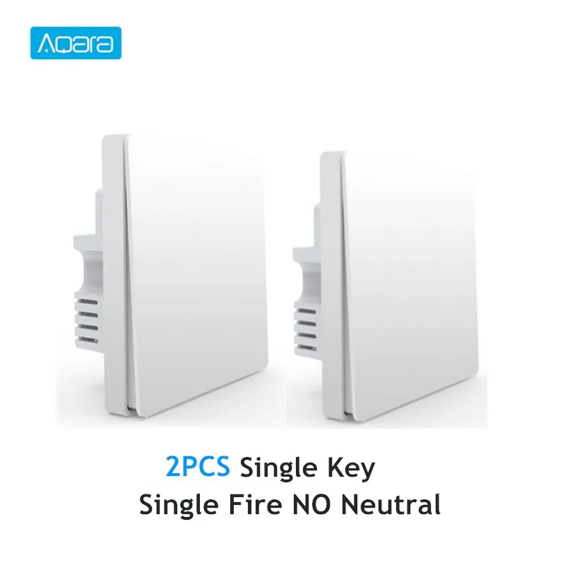 2PCS Single Key Умный настенный светильник Aqara, переключатель одной линии огня, версия ZigBee, Wi-Fi, беспроводное подключение, приложение, дистанционное управление - Цвет: 2PCS Single Key