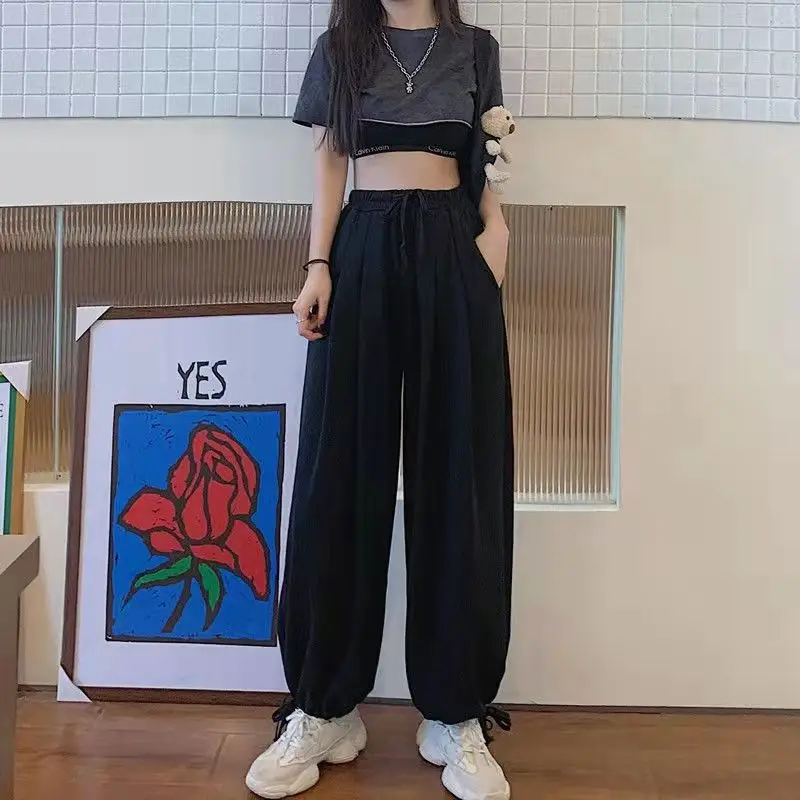 DIMI Harajuku Plus Size Jogging Pants Oversize Pants Gray Loose Casual Sweatpants Korean Fashion High Waist Wide Leg Pants