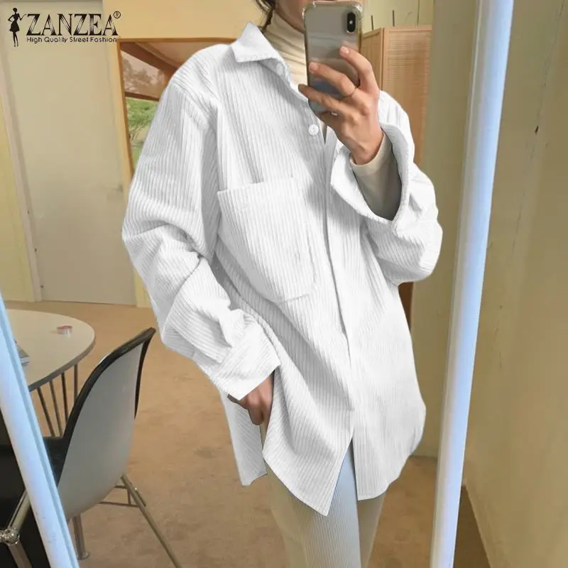 

Рубашка женская Вельветовая, с отложным воротником и длинным рукавом, на осень