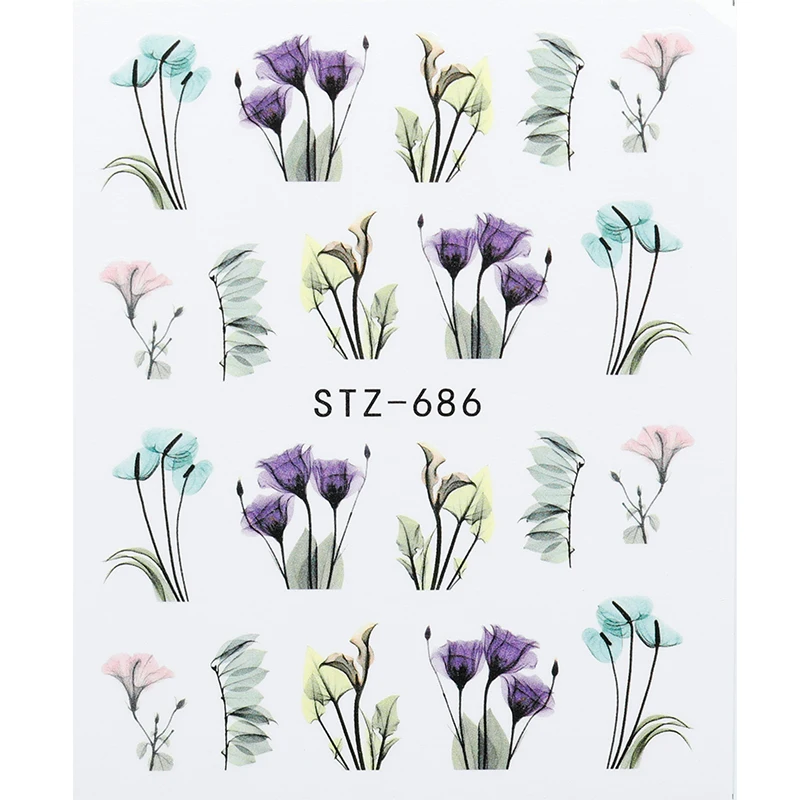1 шт Цветочные слайдер Водные Наклейки Наклейка для ногтей переводная татуировка