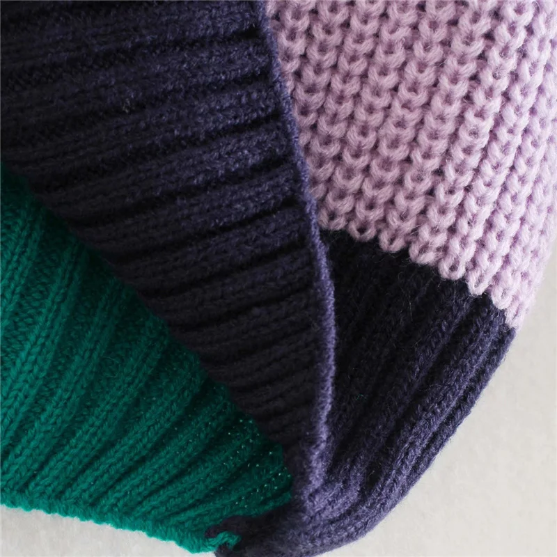 

Woman Casual Green Patchwork V Neck Knit Cardigan 2021 Spring Elegant Female Stripe Knitwear Ladies Streetwear Outerwear