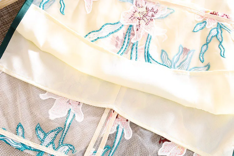 Высококачественное летнее модное женское Сетчатое платье Ципао с вышивкой в