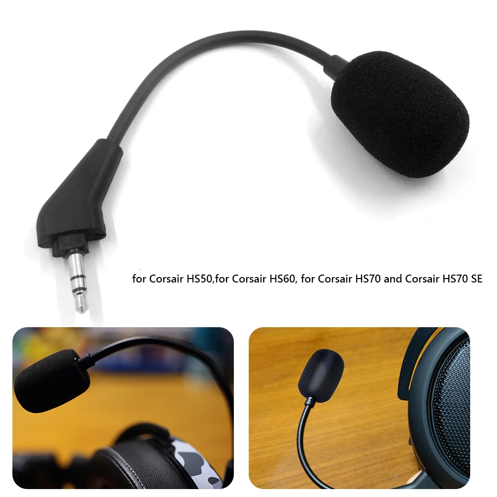 

Replacement Game Mic Aux 3.5mm Microphone Boom Foam Repair Parts for Corsair HS50 Pro HS60 HS70 SE Gaming Headsets Headphones