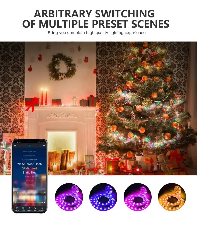 

LED Strip Lights, LED Strip Lights Music Sync 5050 RGB LED Rope Lights Color Changin Bluetooth App Controlled Remote