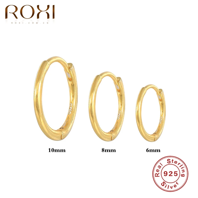 

ROXI 6/8/10MM Glossy Small Hoop Earrings For Women 925 Sterling Silver Circle Earrings Huggie Dangle Jewelry Jewelry Pendientes