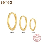 ROXI 6810 мм глянцевые женские серьги-кольца с Для женщин 925 пробы серебряные круглые серьги Huggie серьги ювелирные изделия Pendientes