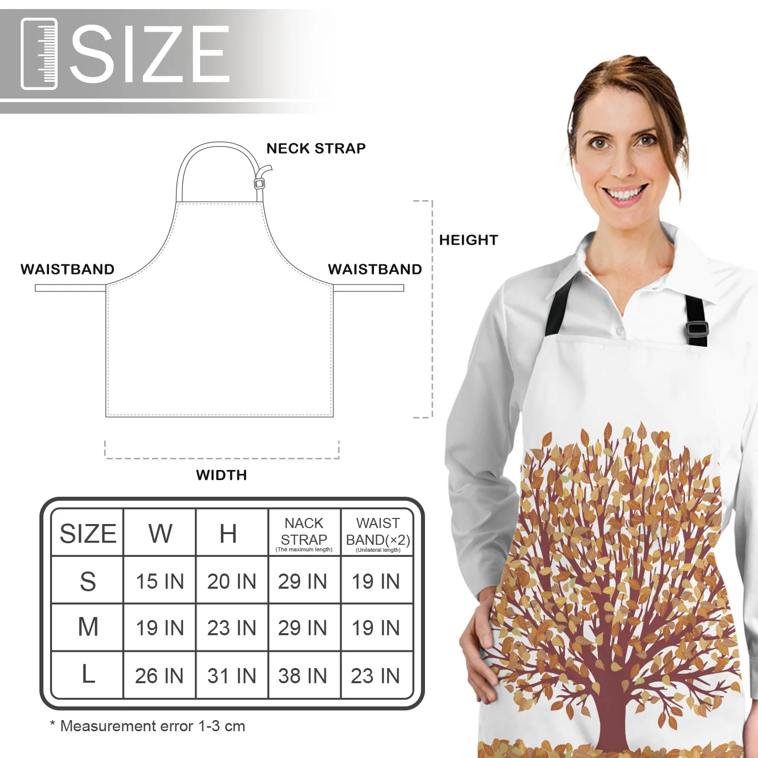 

Tophome Kitchen Apron Cartoon Life Tree Autumn Leaves Brown Adjustable Canvas Aprons for Men Women Kids Home Cleaning Tools