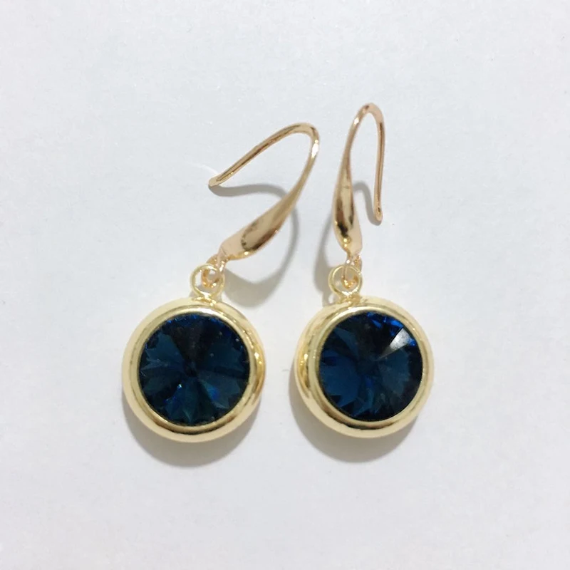 24-gold-dark blue Женские разноцветные серьги MAIKALE, круглые модные серьги-подвески с крючком с золотистым/серебристым покрытием и фианитом для подарка - Окраска металла: 24-gold-dark blue