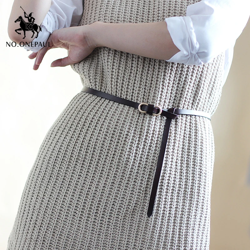 Ремень NO.ONEPAUL женский кожаный тонкий винтажный ремень в стиле ретро карамельных