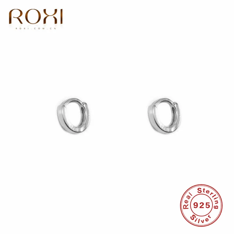ROXI простые серьги из стерлингового серебра 925 пробы для женщин Гладкая поверхность круглые серьги-гвоздики полированный круг серьги, ювелирные изделия - Окраска металла: Платиновое покрытие