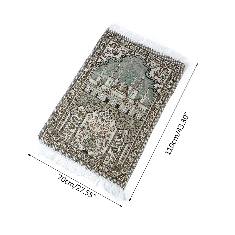 

Floral Mosque Printed Muslim Cotton Prayer Mat Fringe Tassel Lightweight Floor Carpet Blanket Portable Islamic Home Rug P15D