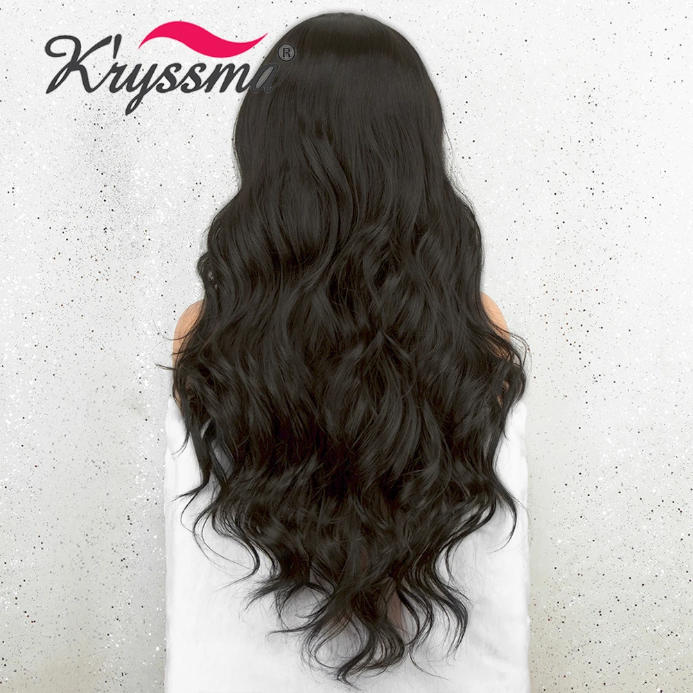 Kryssma 13*4 натуральный черный парик спереди длинные волнистые синтетические парики