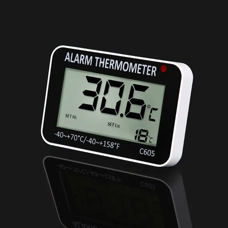 

Hanging Magnetic Digital Alarm Thermometer for Fridge Freezer with High & Low Temperature Alarm Battery Included