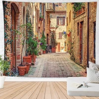 euro town street wall hanging decor house tapestry bedroom decoration tapiz modern tenture mural