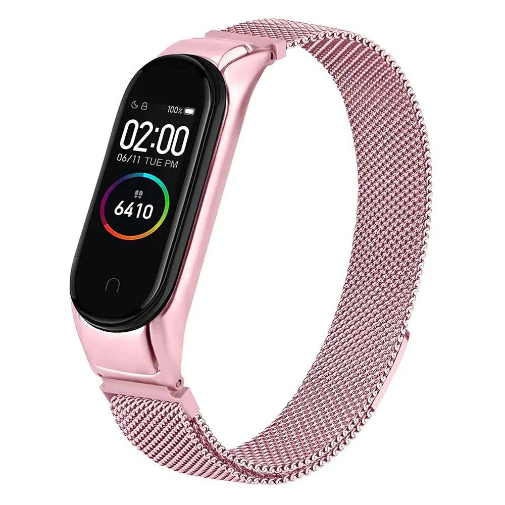 For New Xiaomi wristband 3/4/5/6/7 metal band strap buckle stainless steel band strap Mi bracelet wristband Unisex snap buckle