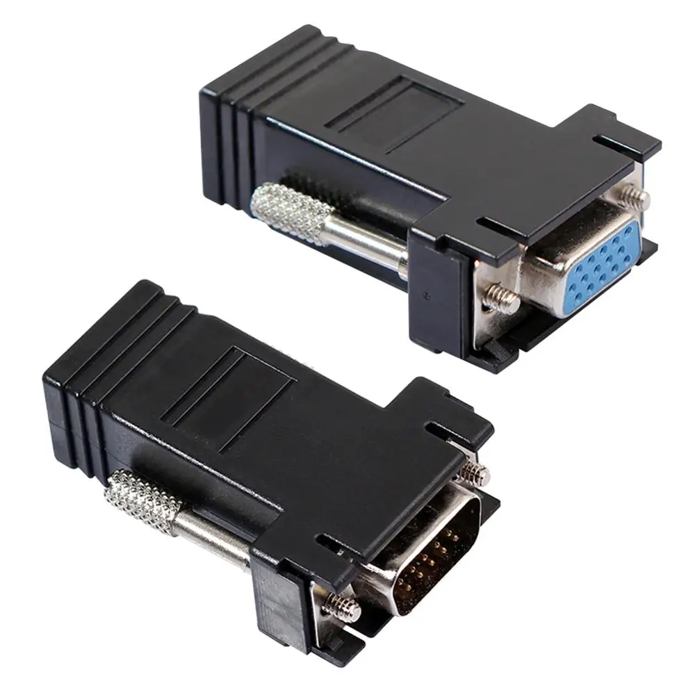 Женский/мужской VGA в RJ45 разъем видео удлинитель конвертер адаптер компьютер/ноутбук аксессуары для настольных ПК Запчасти для Macbook - Цвет: Male and Female