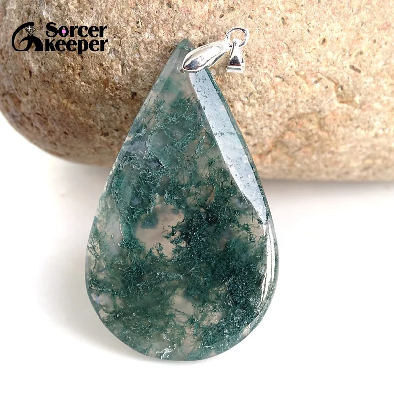 Настоящие натуральные зеленые моховые Агаты подвески подвеска в виде каменного
