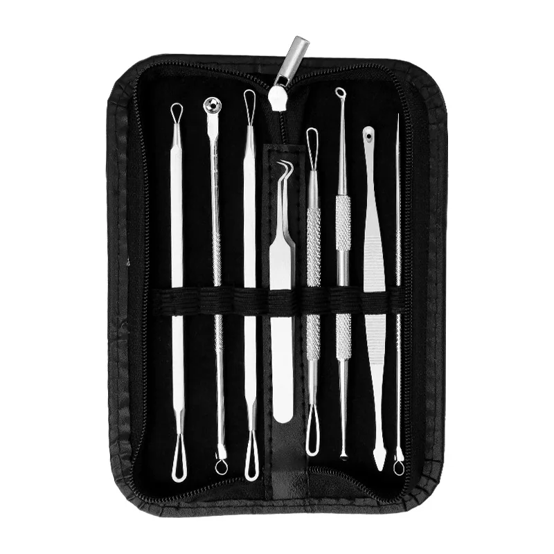 8pcs/set Blackhead Comedone Acne Pimple Belmish Extractor Vacuum Blackhead Remover Tool Spoon Needles for Face Skin Care Tool