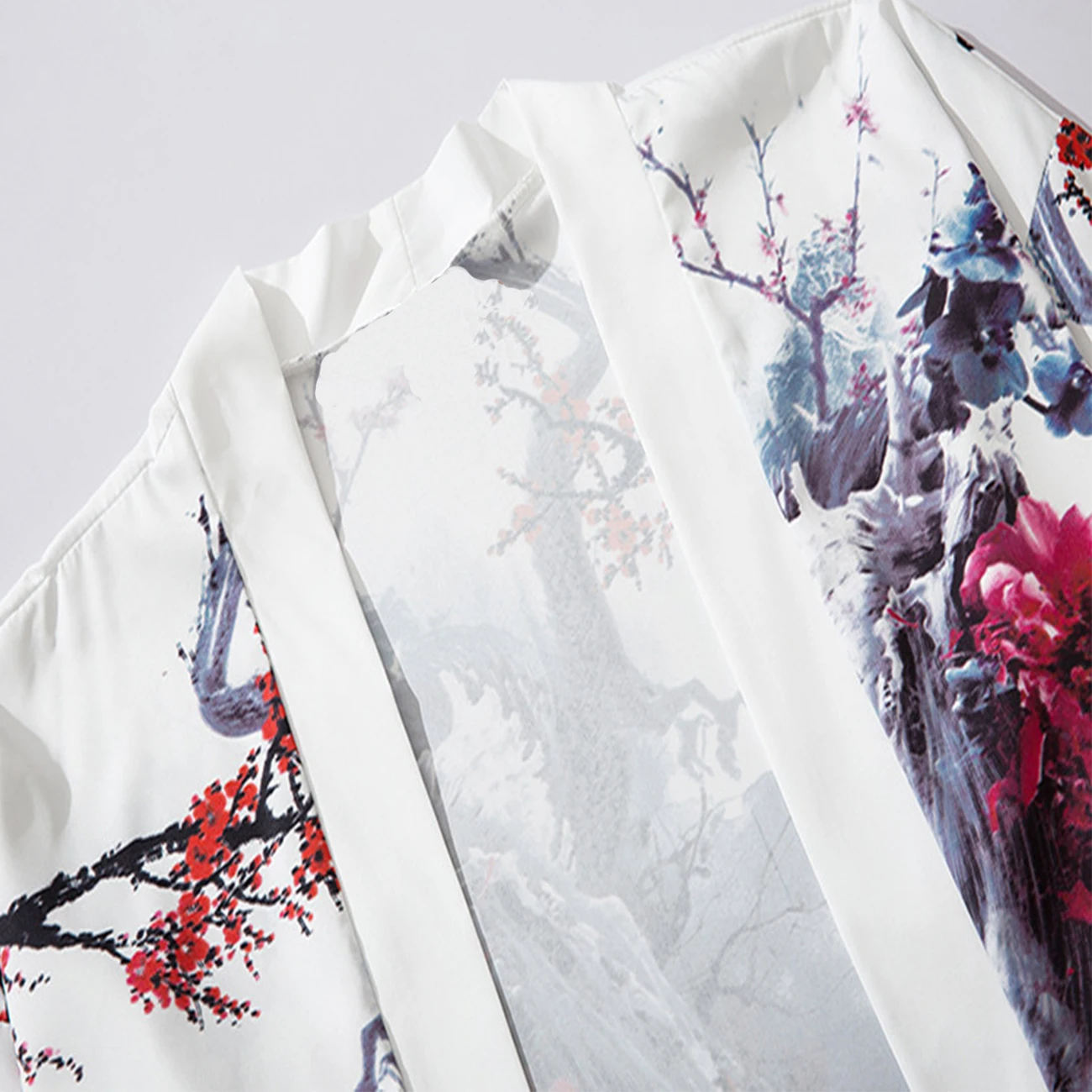 Японское кимоно летняя Свободная рубашка в стиле Харадзюку с принтом белой лисы