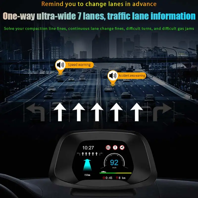 

P19 Universal Head Up Display Car 4 Digital OBD2 / GPS Dual System HUD Speedometer with Speedup Test Overspeed Water Temperature