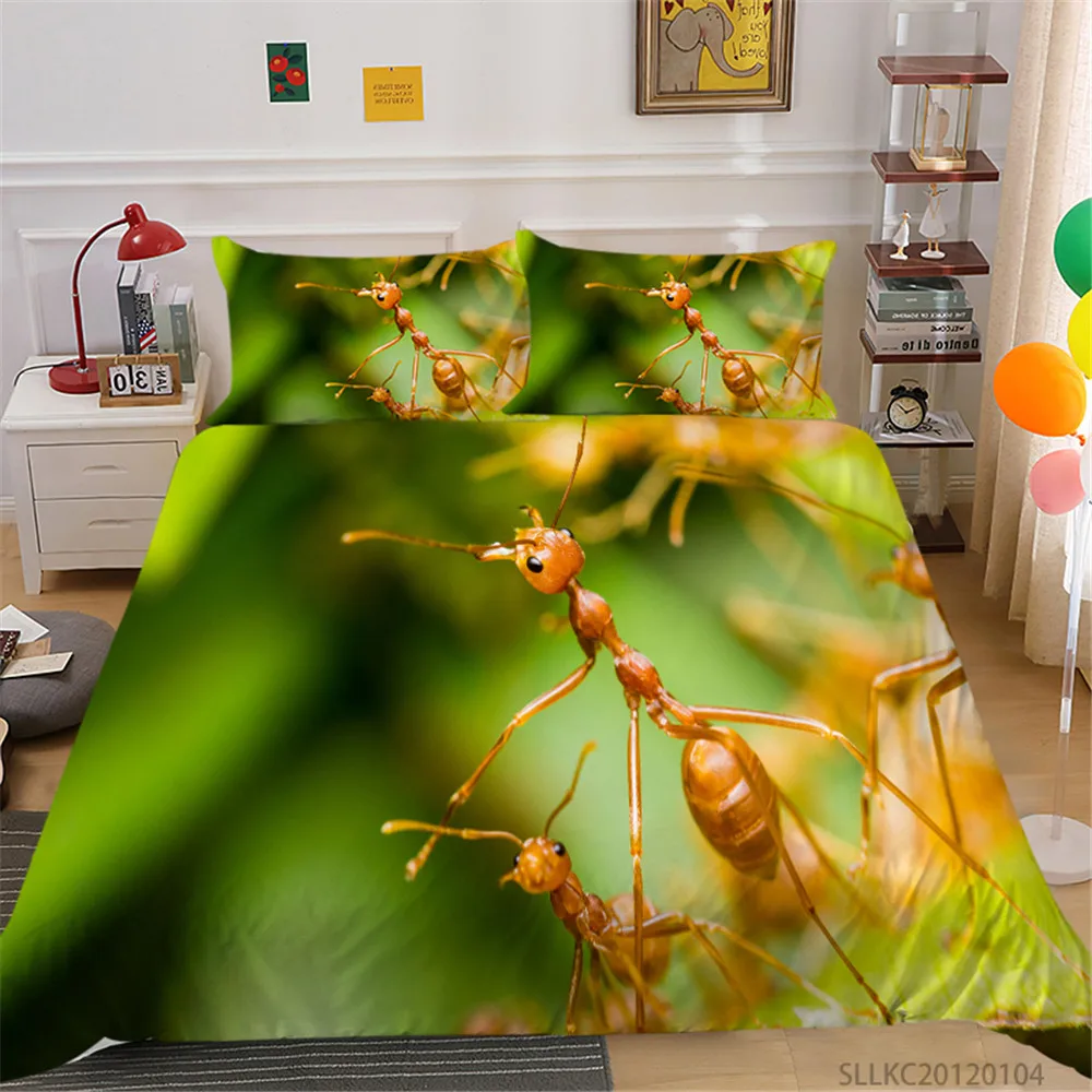 

3D Snail Bedding Set Insect Duvet Cover Pillow Case Lifelike Queen King Size Bed Set with Pillowcase 2/3 Pcs For All Seasons