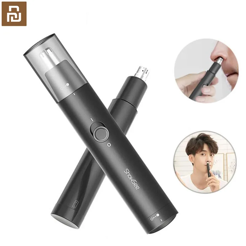 

NEW2022 Youpin ShowSee Portable Electric Nose Hair Trimmer Removable Washable Double-edged 360 degree Rotating Cutter Head gift