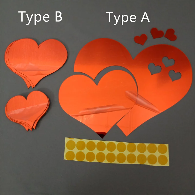 3D зеркальные любовь сердца наклейки на стену прочные простые сделай сам съемные