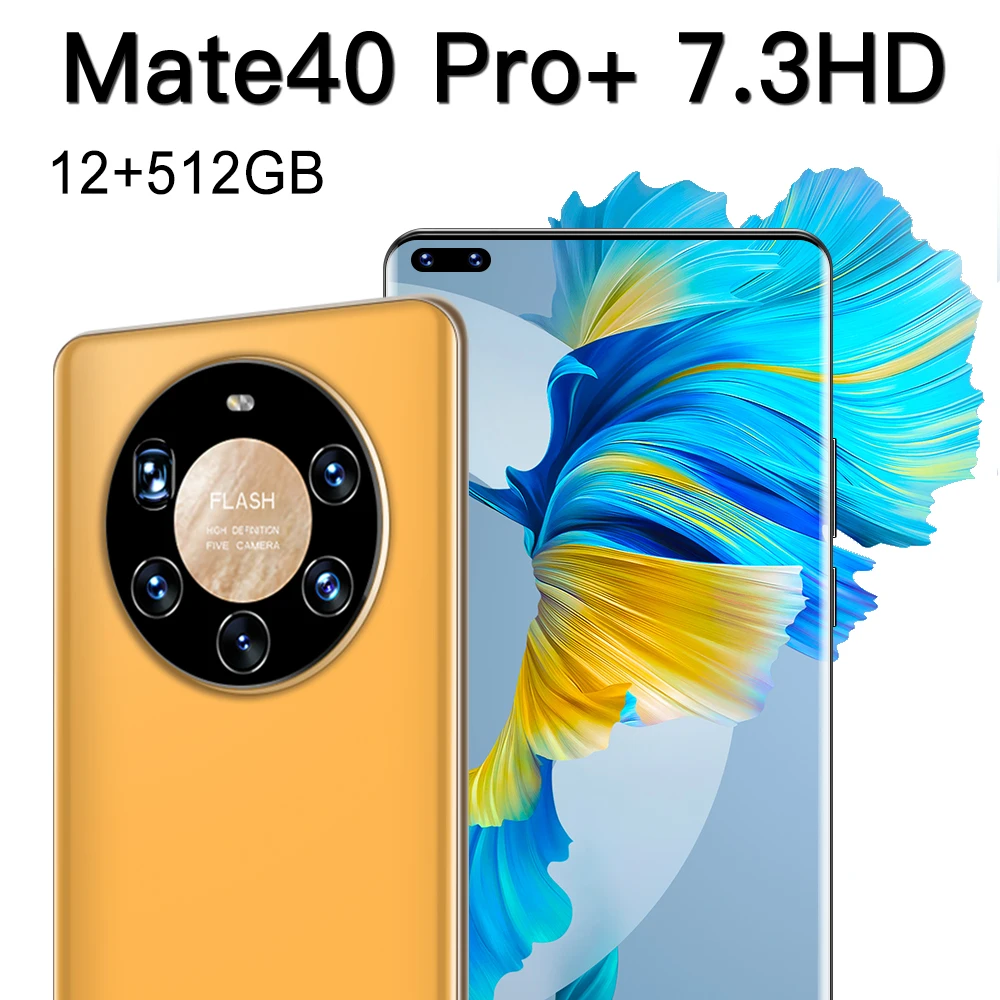 

Global Version Ultra Thin Mate40 Pro+ Smartphone 6000mAh Full Screen 7.3 Inch Deca Core 16GB 512GB 4G LTE 5G Network Smartphones