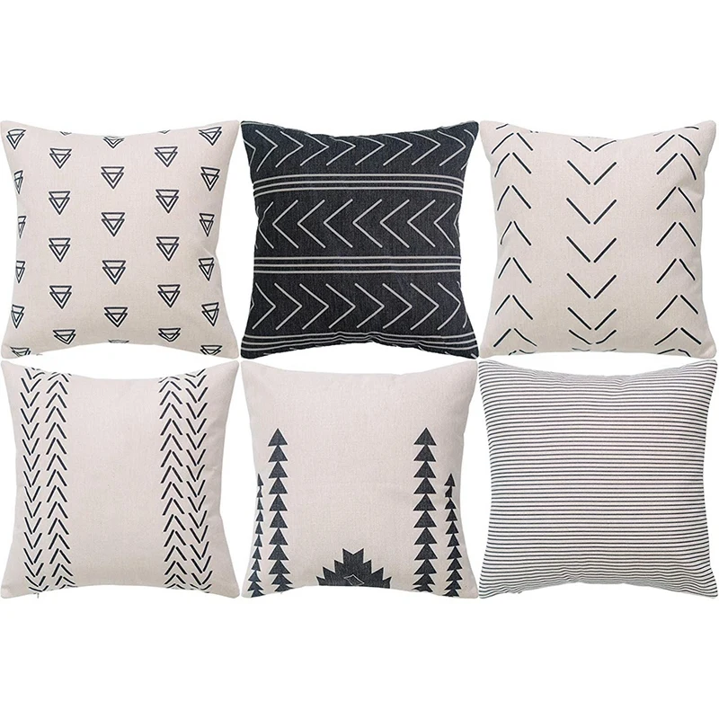 

Geometric Pillow Case - Set Of 6 - Decorative Cotton Sofa Square Cushion Cushion Cover, 45 X 45 Cm