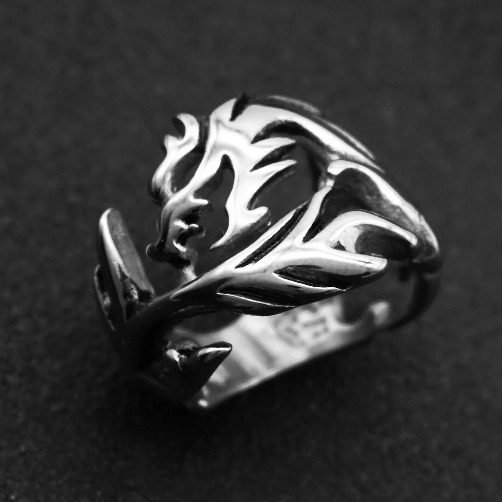 

European And American Fashion Temperament Punk Rock Personality Hollowed Out Dragon Tide Men's Ring