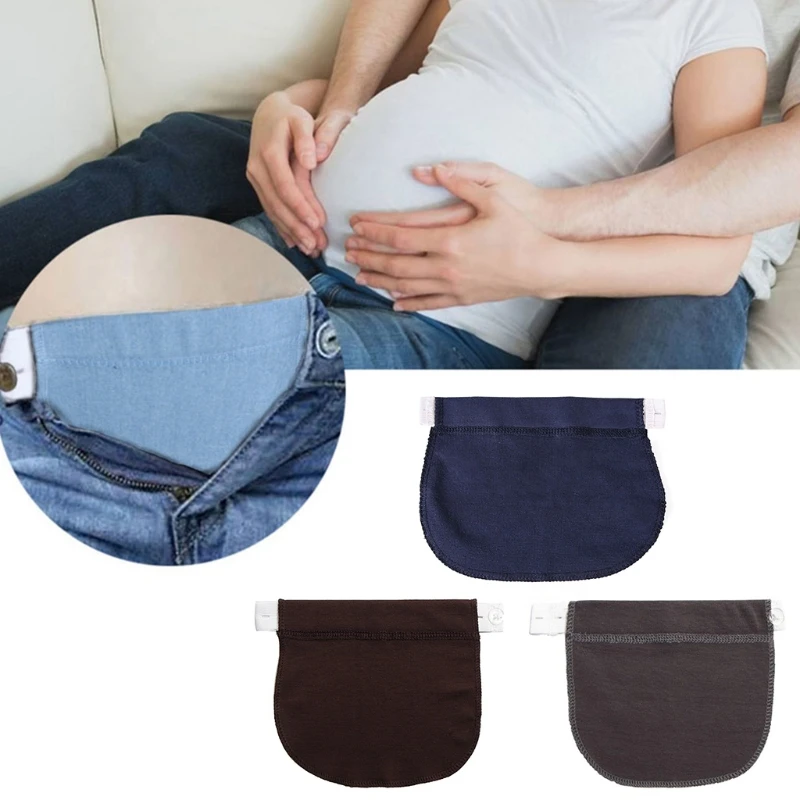 

Maternity Pregnancy Waistband Belt Solid Color Adjustable Elastic Waist Lengthening Pants Extender with 3 Buttons for Women 094B