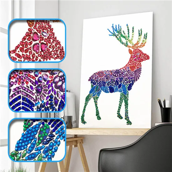 30X40 5D DIY Алмазная картина персонаж мультфильма животное особой формы Алмазная мозаика украшение - Цвет: 30X40