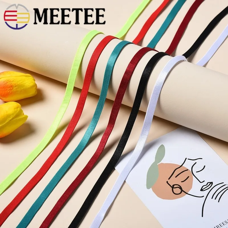 

20/50Meters 8mm Nylon Elastic Bands Underwear Bra Shoulder Strap Elasticity Belt Ribbon Webbing DIY Sewing Garment Accessories
