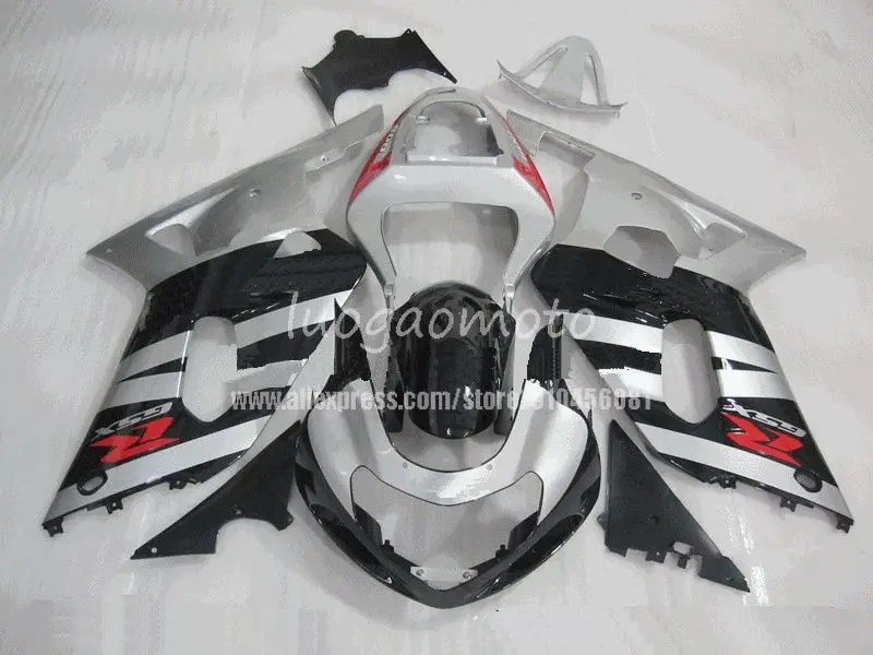 

Впрыска ABS Обтекатели комплект для черного и серебристого цвета Suzuki GSXR600 750 GSXR 600 K1 2001 2002 2003 01 02 03 наборы обтекателей кузова