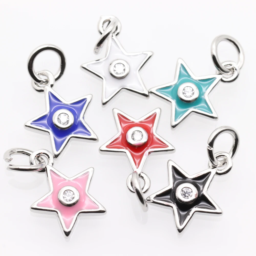 10 шт./упак. симпатичный стиль покрытием Циркон пентаграмма небольшой кулон для