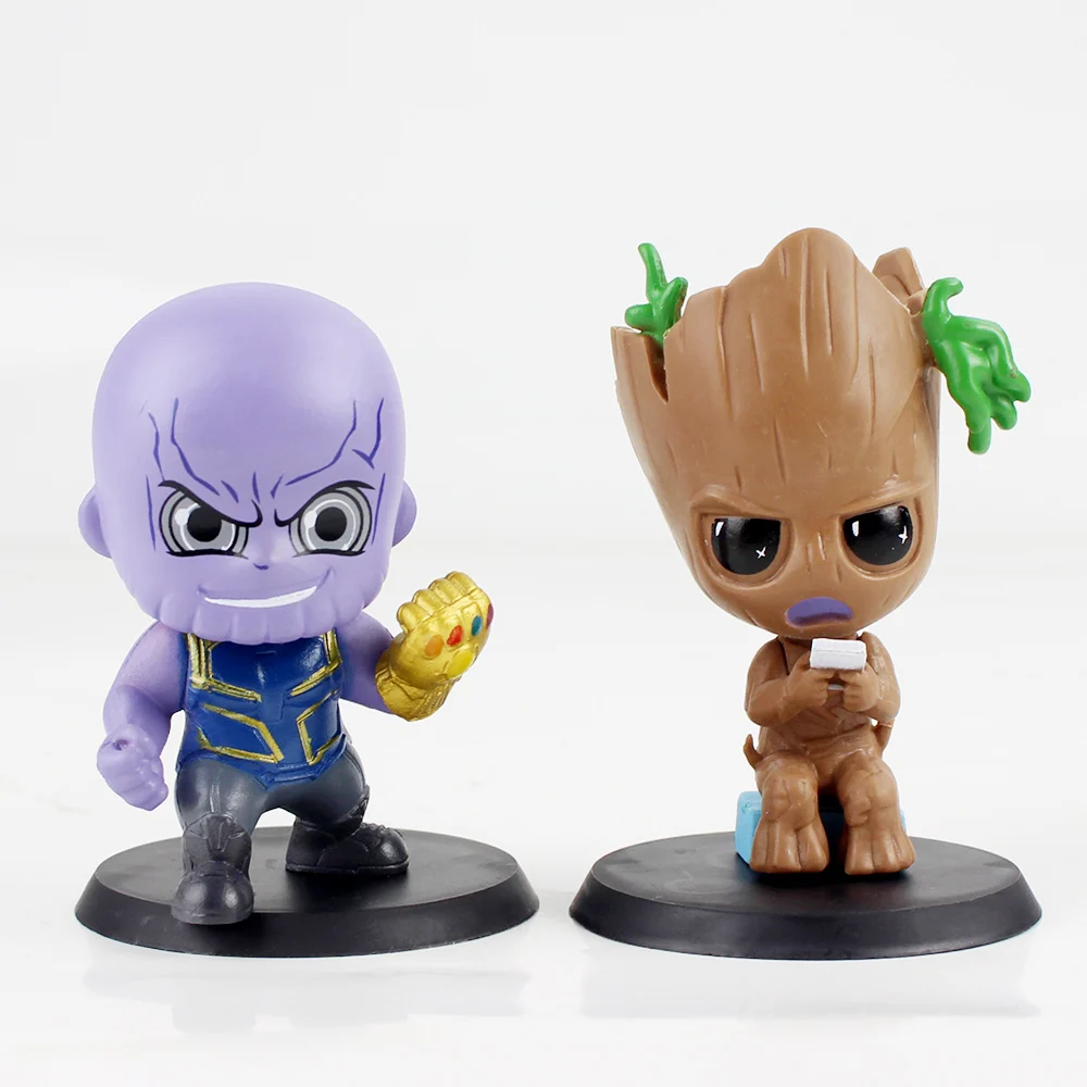 8pcs/Set 8cm Marvel Avengers Spiderman Hulk Thanos Thor PVC Action Figure Mini Decoration Model Toys Dolls Kids Gift Brinquedos - купить по