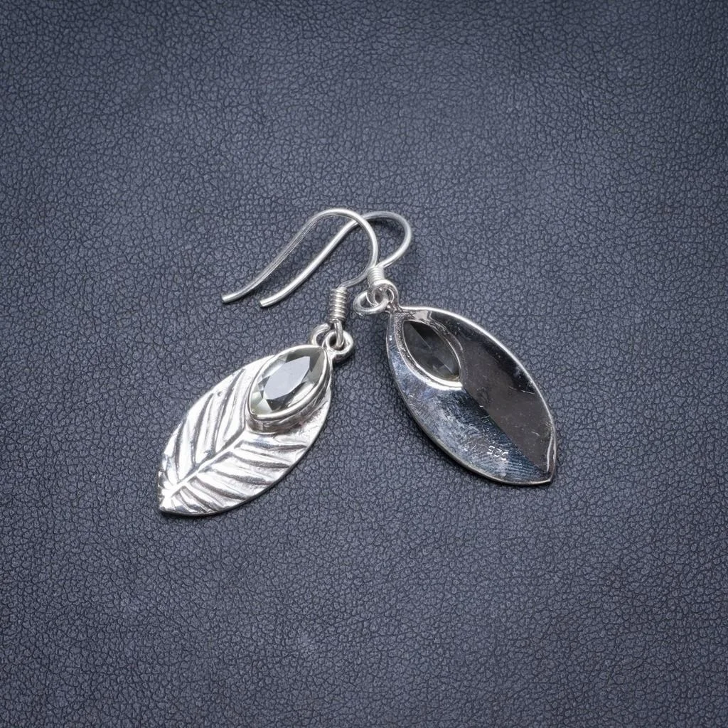 

Natural Green Amethyst Handmade Unique 925 Sterling Silver Earrings 1.5" Y2642