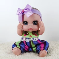 6 crying small baby little reborn dolls full vinyl fahion toy for girls with blue peach hearts eyes wear rabbits doll clothes