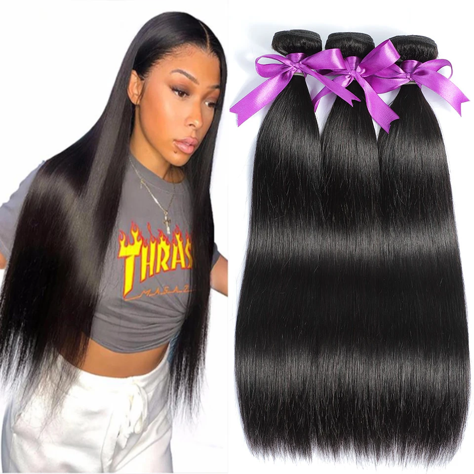 Прямые волосы пряди кости человеческие 30 дюйма необработанные бразильских волос